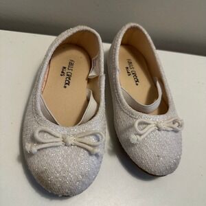 Falls Creek Kids White Glitter Ballet Flats‎ Dress Shoes Girls Size 7